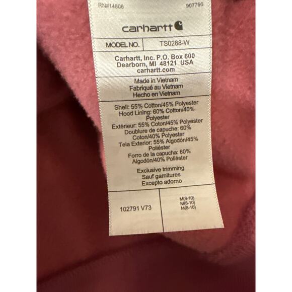 Carhartt Hoodie One of a Kind Bleach Striped Custom Woodrose Women's 8-10 Medium - Picture 13 of 16